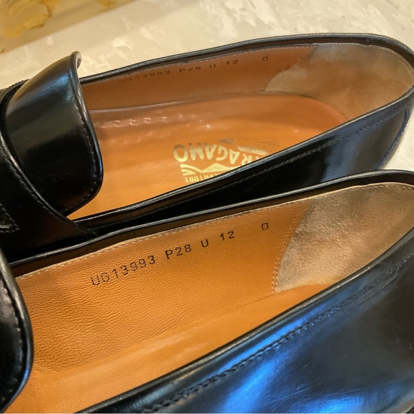 Salvatore Ferragamo Black Calf Leather Loafer Dress Shoe Men’s Sz 12D, Exce Cond - Picture 11 of 16